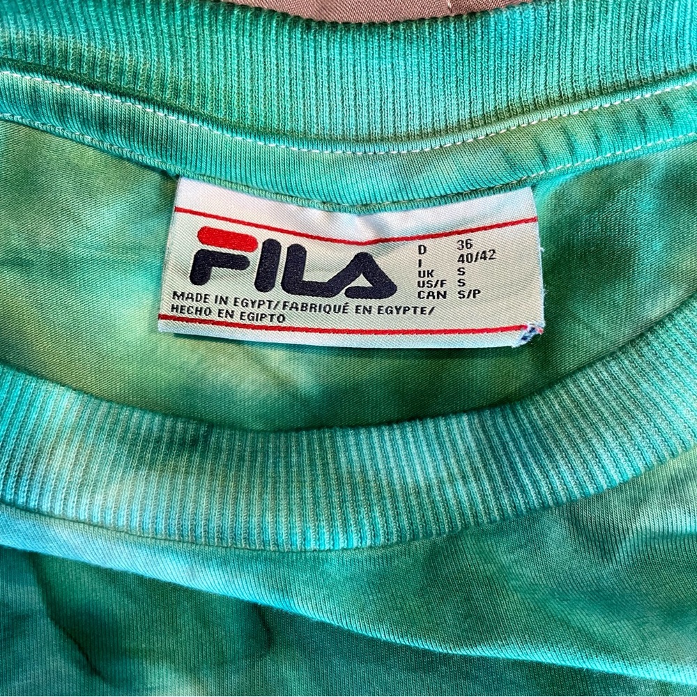 FILA Green Tie Dye Logo Crop Top  Graphic Tee Shirt Women S - Picture 3 of 7